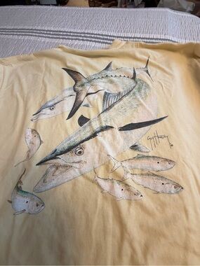 Guy Harvey Yellow Short Sleeve Tee with Fish Graphic